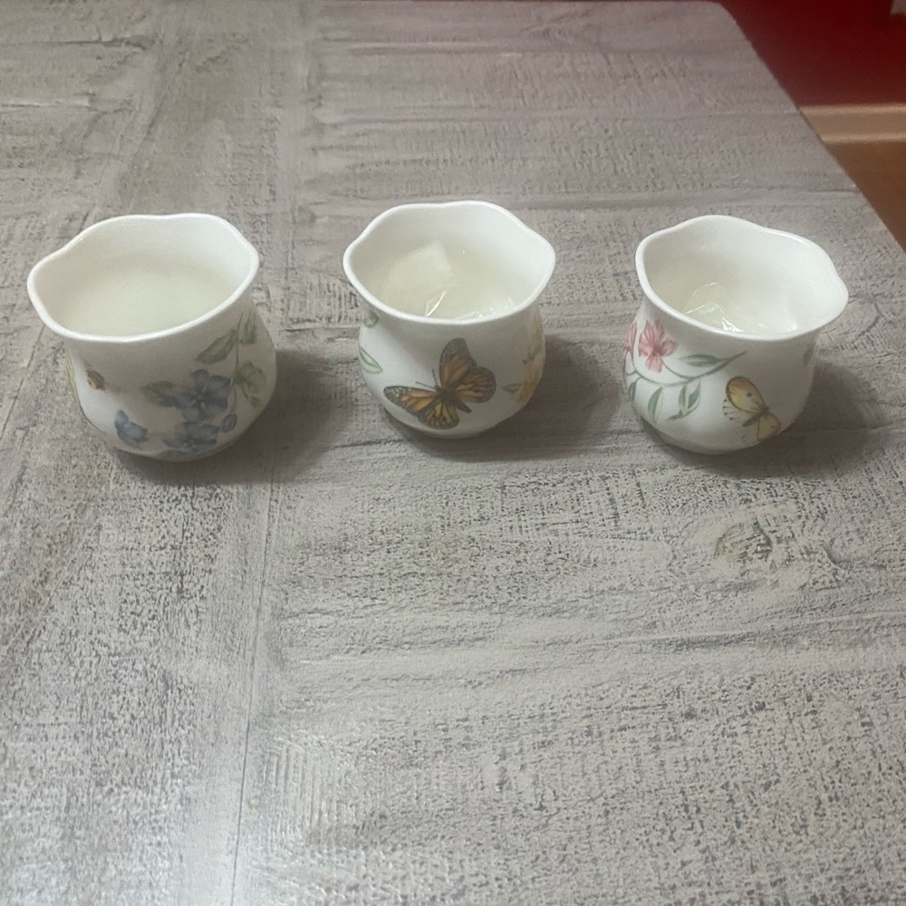 Set of 3 Lenox Butterfly Meadow Tea Light/Votive Holders